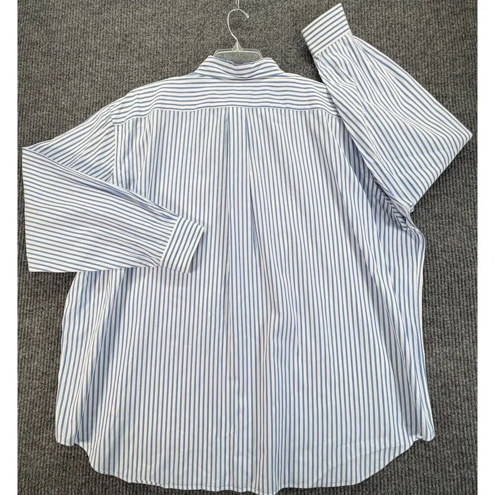 Polo Ralph Lauren Shirt Mens 3XB Blue White Stripe Button Up Long Sleeve Big